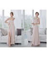 2014 Korea Wholesale Sexy Dress For Women Slim Boat Neck Sleeveless Side Slit Back Zipper Solid Color Party Long Dress