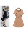 2015 Korean Fashion Women Short Sleeve Shawl Chiffon Dress