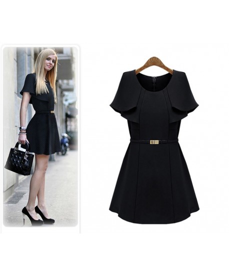 2015 Korean Fashion Women Short Sleeve Shawl Chiffon Dress
