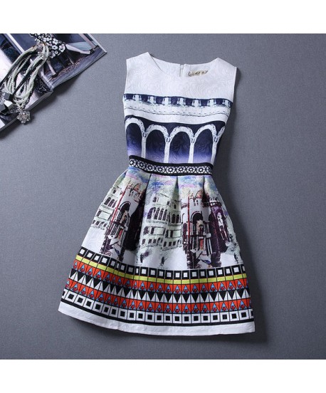 Brand New Printing Sleeveless Casual Dresses