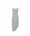 Factory Outlet Stripe Crew Neck Slit Slip Dress