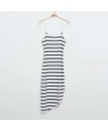 Factory Outlet Stripe Crew Neck Slit Slip Dress